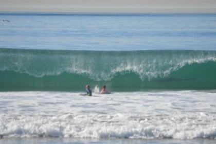 O mama si-a pozat fiul facand surf in California. Un rechin a aparut in apa, in spatele baiatului