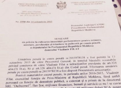 Textul integral al SESIZARII Procuraturii privind implicarea lui Filat in furtul de la BEM - DOC \\ FOTO