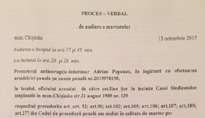 Procesul verbal in care Ilan Shor l-a turnat pe Vlad Filat / DOC Procesul verbal in care Ilan Shor l-a turnat pe Vlad Filat / DOC