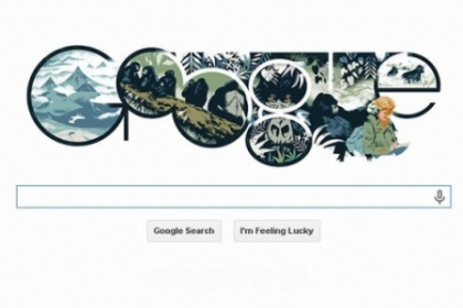 DIAN FOSSEY, supranumita \'\'Doamna gorilelor", sarbatorita printr-un Google Doodle, la 82 de ani de la nasterea sa