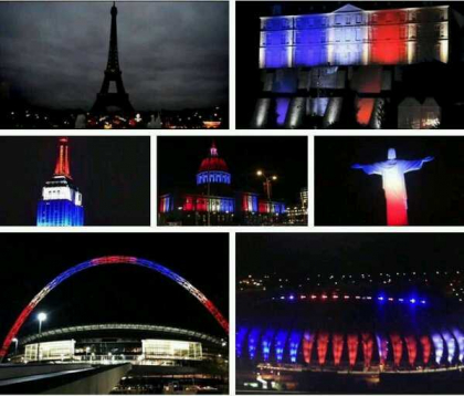 Luminile turnului Eiffel, oprite in memoria victimelor. Culorile Frantei au aparut insa pe toate marile cladiri ale lumii din marile orase ale lumii - GALERIE FOTO Luminile turnului Eiffel, oprite in memoria victimelor. Culorile Frantei au aparut insa pe toate marile cladiri ale lumii din marile orase ale lumii - GALERIE FOTO