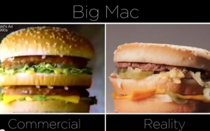 Diferenta dintre reclame si realitate. Cum arata un Big Mac la televizor si ce primim in farfurie
