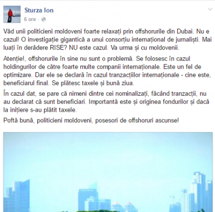 Ion Sturza despre investigatia RISE: "Offshorurile in sine nu sunt o problema" Ion Sturza despre investigatia RISE: "Offshorurile in sine nu sunt o problema"