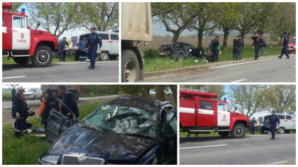 Grav accident pe traseul Cantemir - Leova. O tanara a murit dupa ce masina in care se afla a intrat pe contrasens, s-a ciocnit cu un camion si a ajuns intr-un copac - FOTO