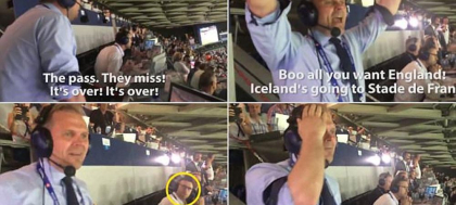A aparut filmarea cu comentatorul islandez la finalul meciului cu Anglia! Privirea comentatorului englez este nepretuita - VIDEO 