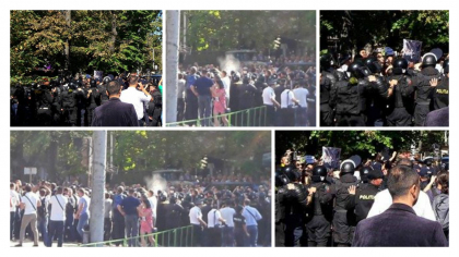 Protestatarii DA si PN incearca sa treaca de cordonul de politisti pentru a ajunge in PMAN: se arunca cu oua, iar politistii riposteaza cu gaze lacrimogene - GALERIE FOTO Protestatarii DA si PN incearca sa treaca de cordonul de politisti pentru a ajunge in PMAN: se arunca cu oua, iar politistii riposteaza cu gaze lacrimogene - GALERIE FOTO