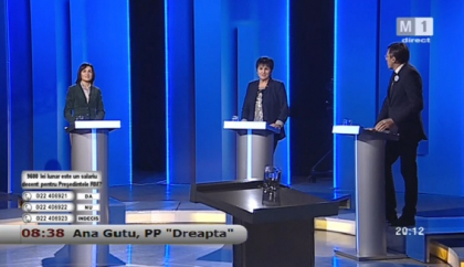 Replici acide in cadrul dezbaterilor de la postul public de televiziune intre Maia Sandu, Dorin Chirtoaca si Ana Gutu. "Dati-va toti la o parte ca vine Maia Sandu"