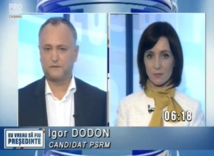 Dodon: "semnati impotriva unei aliante cu Plahotniuc? sunteti piesa guvernarii oligarhice". Sandu: "semnez cu cetatenii, nu semnez nimic cu Dodon"