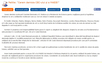 Moldovenii cer demisia Comisiei Electorale Centrale, printr-o petitie online