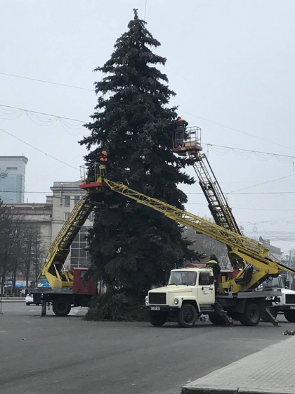 Chisinaul isi imbraca tinuta de sarbatoare. In aceste momente pomul de Craciun instalat in PMAN este impodobit cu ghirlande - FOTO Chisinaul isi imbraca tinuta de sarbatoare. In aceste momente pomul de Craciun instalat in PMAN este impodobit cu ghirlande - FOTO