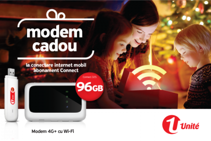 Modem 3G sau 4G cadou de sarbatori cu abonamentele Connect de la Unite
