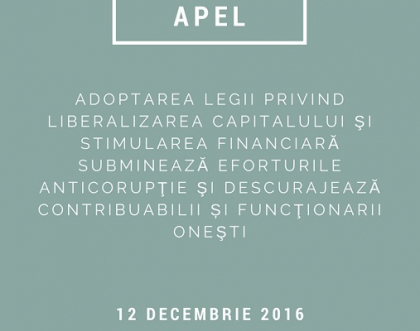 Mai multe organizatii ale societatii civile considera inadmisibila adoptarea proiectului privind amnistia fiscala: "submineaza eforturile anticoruptie". Lista organizatiilor care au semnat apelul Mai multe organizatii ale societatii civile considera inadmisibila adoptarea proiectului privind amnistia fiscala: "submineaza eforturile anticoruptie". Lista organizatiilor care au semnat apelul