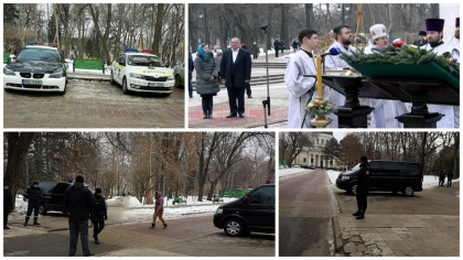 Securitate sporita la Catedrala Mitropolitana acolo unde Dodon participa la slujba de Boboteaza: Masini de politie, surprinse in preajma bisericii - GALERIE FOTO
