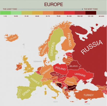 Topul celor mai toxice tari din lume. Republica Moldova sta mai bine la acest capitol decat Rusia