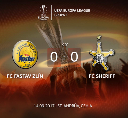 Primul punct dupa primul meci de la revenirea in grupele Europa League. Sheriff Tiraspol a remizat in deplasare contra formatiei FC Fastav Zlin, scor 0 la 0