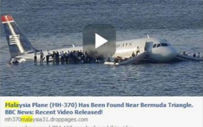 "Avionul Malaysia Airlines disparut a fost descoperit in Triunghiul Bermudelor". Ce se ascunde in spatele mesajului "Avionul Malaysia Airlines disparut a fost descoperit in Triunghiul Bermudelor". Ce se ascunde in spatele mesajului