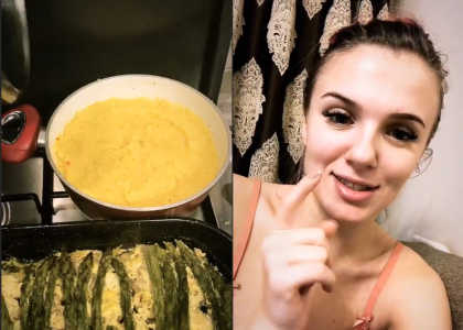 Iepuras in smantana, cu sparanghel si mamaliga! O reteta delicioasa, pregatita de Olga Manciu - FOTO