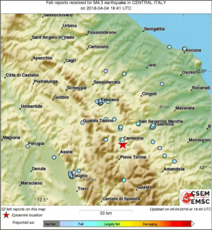 Centrul Italiei, zguduit de un cutremur de 4,7 pe Richter in cursul diminetii Centrul Italiei, zguduit de un cutremur de 4,7 pe Richter in cursul diminetii