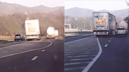Momentul in care un sofer de TIR vrea sa trimita in sant un SUV. Imagini de cosmar filmate pe o sosea din Romania - VIDEO Momentul in care un sofer de TIR vrea sa trimita in sant un SUV. Imagini de cosmar filmate pe o sosea din Romania - VIDEO