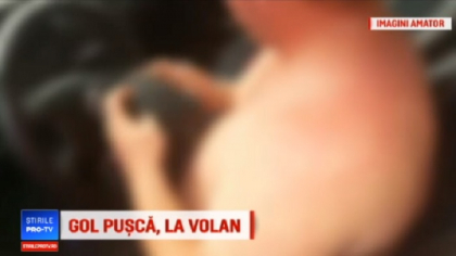 Un barbat conducea gol pusca pe autostrada Bucuresti-Pitesti. Scenele surprinse in trafic Un barbat conducea gol pusca pe autostrada Bucuresti-Pitesti. Scenele surprinse in trafic