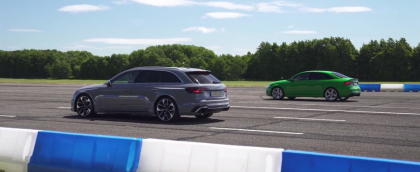 Pe hartie sunt la fel de rapide, insa altfel ar putea sta situatia in lumea reala. Scurta liniuta intre Audi RS3 si RS4 Avant - VIDEO