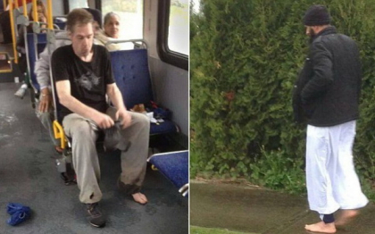 Gest impresionant in Canada. Un musulman a vazut un barbat descult si i-a dat pantofii si sosetele sale. FOTO Gest impresionant in Canada. Un musulman a vazut un barbat descult si i-a dat pantofii si sosetele sale. FOTO