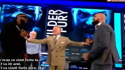 Au sarit scantei la conferinta de presa a lui Fury si Wilder. Boxerul englez si cel american au fost la un pas de bataie - VIDEO