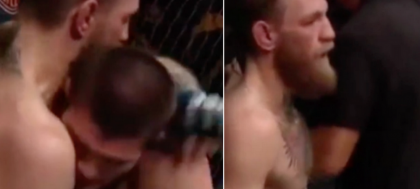 Si-a cerut SCUZE? McGregor, dialog incredibil cu Khabib in ring! Cum a incercat sa scape de FURIA rusului - VIDEO