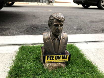 Mai multe statui cu Donald Trump, pe care scrie "urineaza pe mine", au aparut pe strzile din New York