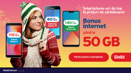Bucura-te de BONUS pana la 50 GB de Internet Mobil si smartphone-uri de top la pret de sarbatoare, cu abonamentele Unite