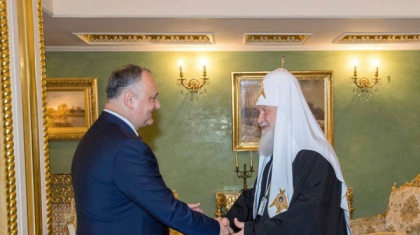 Igor Dodon s-a intalnit la Moscova cu Patriarhul Kirill, dupa ce a fost saptamana trecuta pe muntele Athos, acolo unde clericul a interzis enoriasilor sa mearga - GALERIE FOTO