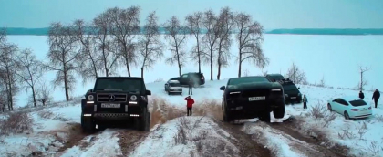 Asta e testul suprem. Rusii au scos pe teren accidentat si inzapezit cele mai populare SUV-uri, printre care Cayenne, Land Cruiser Prado si Mercedes G-Class: au fost supuse mai multor provocari - VIDEO