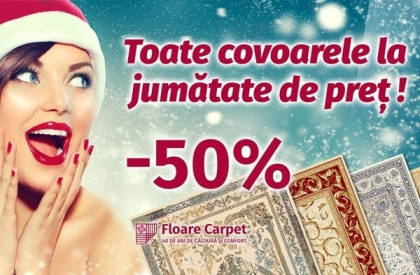 Toate covoarele la jumatate de pret! Bucura-te de magia sarbatorilor de iarna impreuna cu Floare-Carpet! Toate covoarele la jumatate de pret! Bucura-te de magia sarbatorilor de iarna impreuna cu Floare-Carpet!