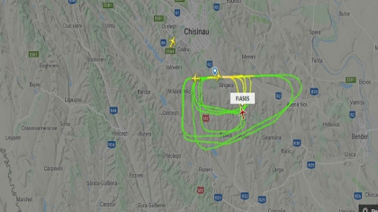 Un avion al companiei Fly One s-a invartit in cerc minute in sir deasupra Chisinaului: a facut cel putin 7 cercuri. Reprezentantii companiei: "A fost organizat un training" - FOTO Un avion al companiei Fly One s-a invartit in cerc minute in sir deasupra Chisinaului: a facut cel putin 7 cercuri. Reprezentantii companiei: "A fost organizat un training" - FOTO