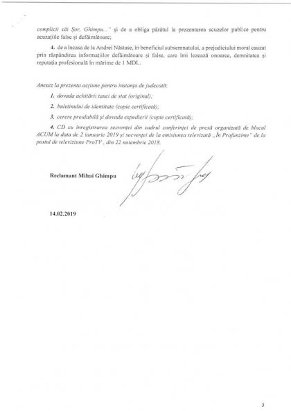 Mihai Ghimpu l-a dat in judecata pe Andrei Nastase: "In loc sa-si ceara scuze, obraznicia si minciunile continua" / DOC Mihai Ghimpu l-a dat in judecata pe Andrei Nastase: "In loc sa-si ceara scuze, obraznicia si minciunile continua" / DOC