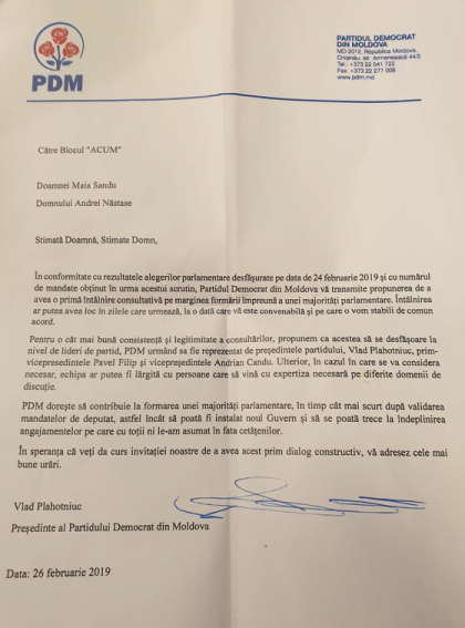 Scrisoarea pe care au trimis-o democratii blocului ACUM in privinta formarii unei aliante - FOTO