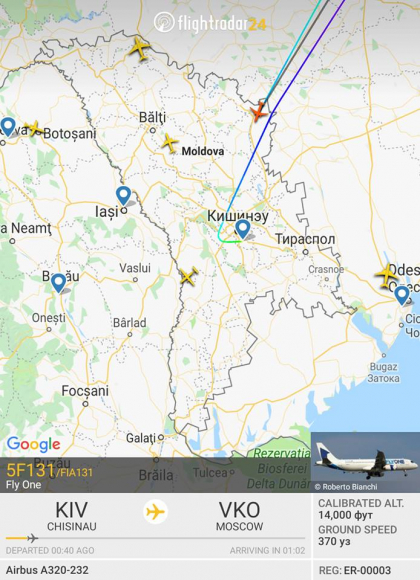 Un avion Fly One care a decolat spre Moscova s-a intors de urgenta la Chisinau dupa o ora de la pornire - FOTO
