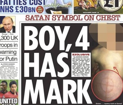 Tabloidul britanic The Sun, criticat dur pentru un material in care sustine "un baietel este fiul Diavolului"