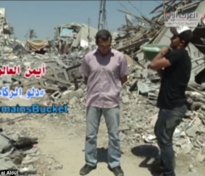 Galeata cu gheata, inlocuita cu cea cu moloz. Un palestinian si-a turnat moloz in cap: Aici nu avem apa de irosit Galeata cu gheata, inlocuita cu cea cu moloz. Un palestinian si-a turnat moloz in cap: Aici nu avem apa de irosit