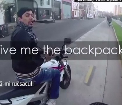 Turist blocat de un motociclist in Argentina si amenintat cu pistolul pentru a renunta la rucsac. Cum s-a incheiat totul