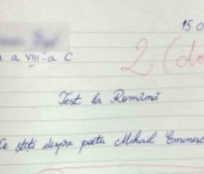 Testul notat cu 2, dar devenit viral pe internet. Cum raspunde un elev la intrebarea: Ce stiti despre M. Eminescu