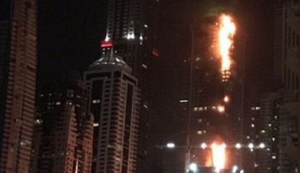 Incendiu la un alt zgarie-nori din Dubai, Tiger Tower, care se afla la doar o strada de turnul care a ars recent - FOTO