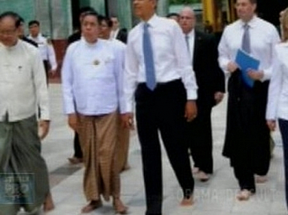 Barack Obama - asa cum n-a mai fost vazut! Cum a aparut intr-un templu din Myanmar