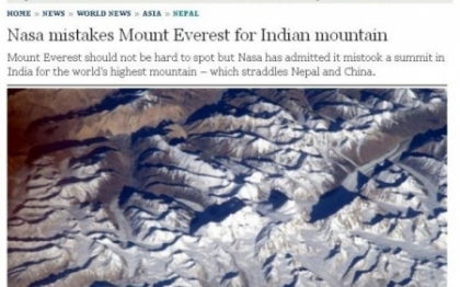 NASA a confundat varful Everest cu un munte indian, starnind indignare in Nepal
