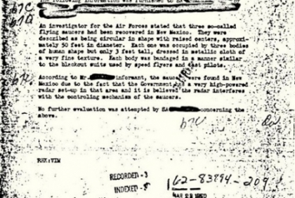 FBI rupe tacerea in cazul celui mai controversat document din arhiva, legat de extraterestri