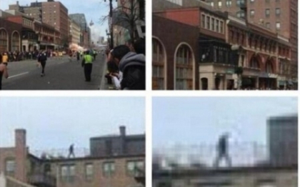 Barbatul misterios de pe acoperis - imaginea postata pe Twitter imediat dupa atentatele din Boston