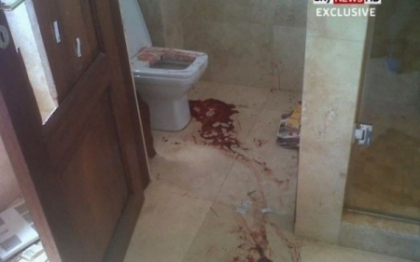 Imaginile publicate cu urmele de sange din baia lui Oscar Pistorius, locul unde si-a ucis iubita