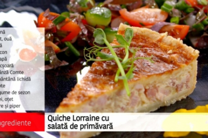 Quiche Lorraine cu salata de primavara si piept de rata cu broccoli si cartofi gratinati Quiche Lorraine cu salata de primavara si piept de rata cu broccoli si cartofi gratinati