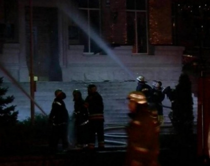 Incendiu in Ucraina. Blocul administrativ al Universitatii Agrare din Kiev, facut scrum