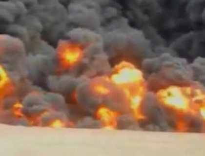 Imagini de groaza in Siria: O conducta de petrol a explodat! Imagini de groaza in Siria: O conducta de petrol a explodat!